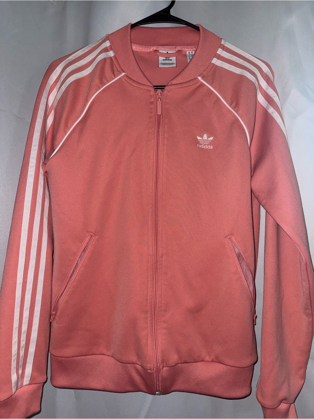 adidas Coral Pink 3-Stripe Track Jacket